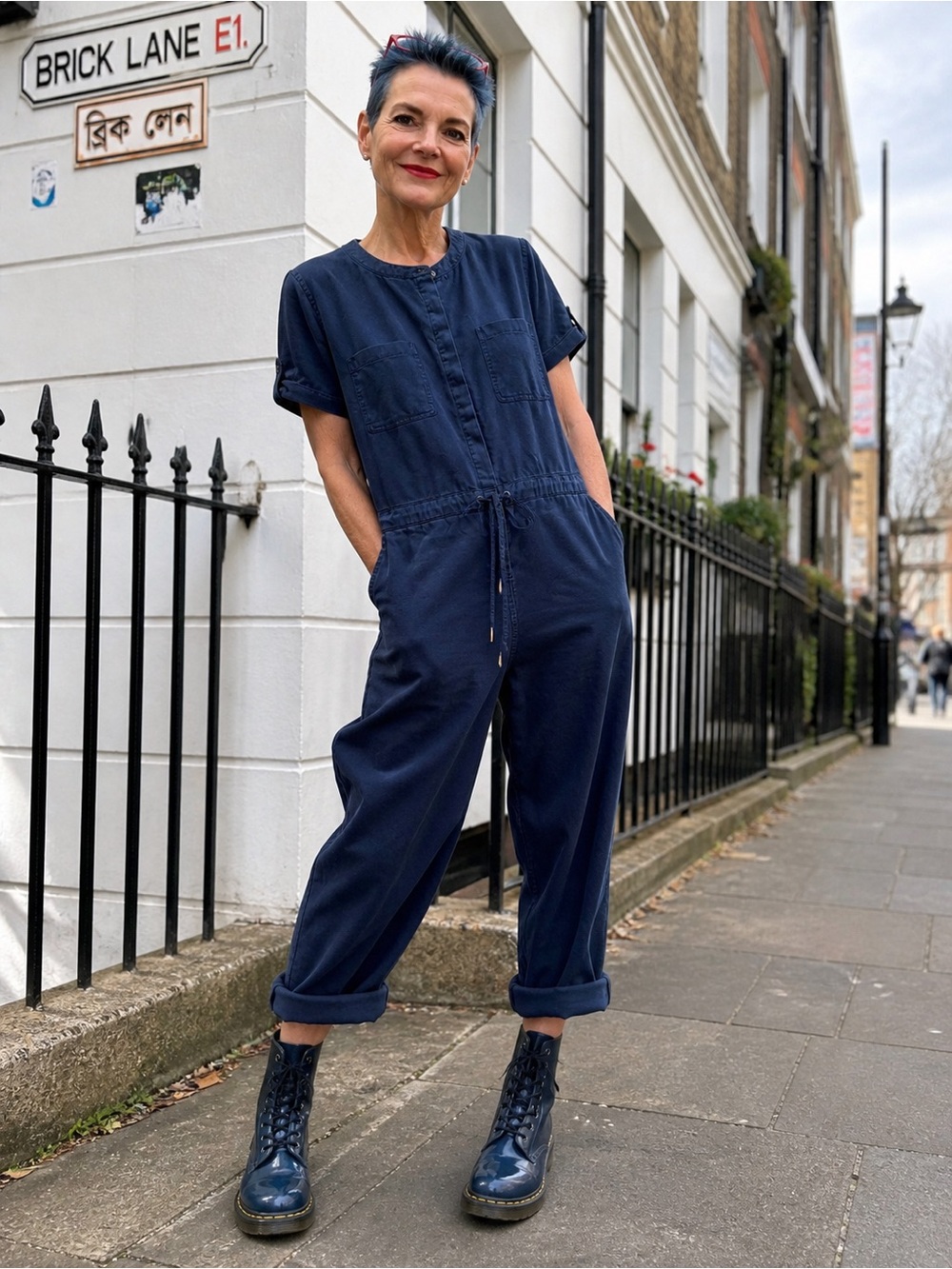Fat Face London Utility Jumpsuit Navy Lyocell UK 10 US 6 Minimalist Street Style